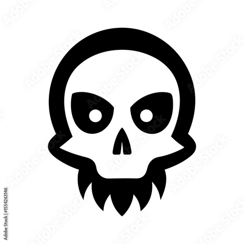 Gothic skull illustration with white background for horror and dark fantasy artwork