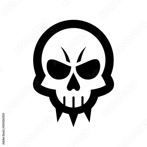 Dark gothic skull illustration with white background for spooky horror themed design