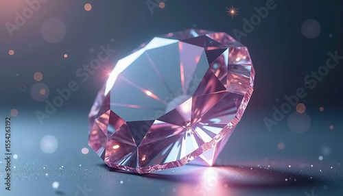 Pink zircon with an elegant sheen on a dark blurred background