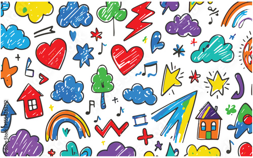 Colorful Children's Doodle Art Background