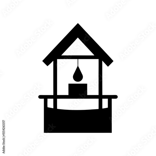 Minimalist water well icon logo with white background for agriculture and rural design