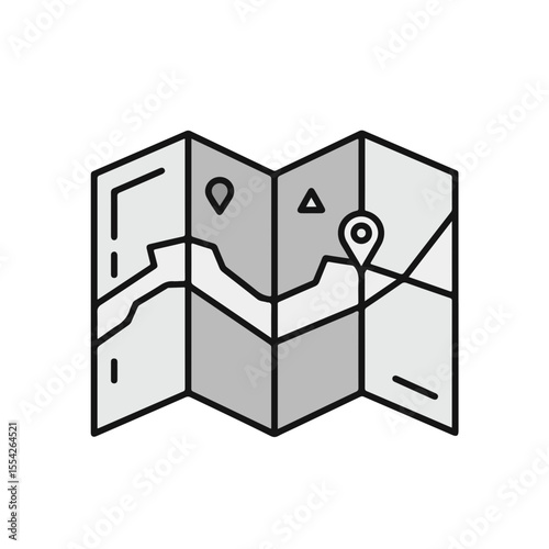 Map with a navigation pin as a guide for travel