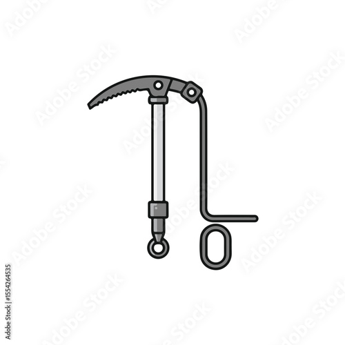Illustrated close up view of a climbing ice tool.