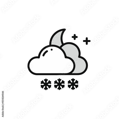 A symbol illustration of snowing night scene. 
