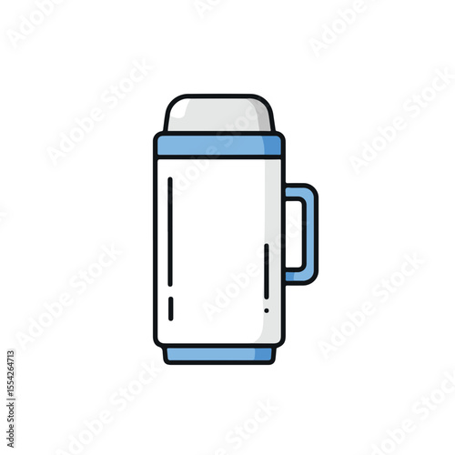 A vector image of a stainless steel insulated vacuum flask.