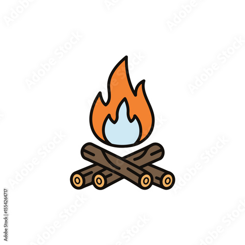 Cozy campfire illustration. 