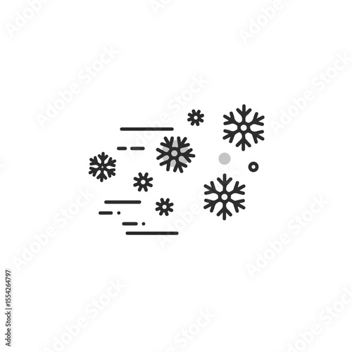 Vector illustration of snowflakes falling with motion lines.