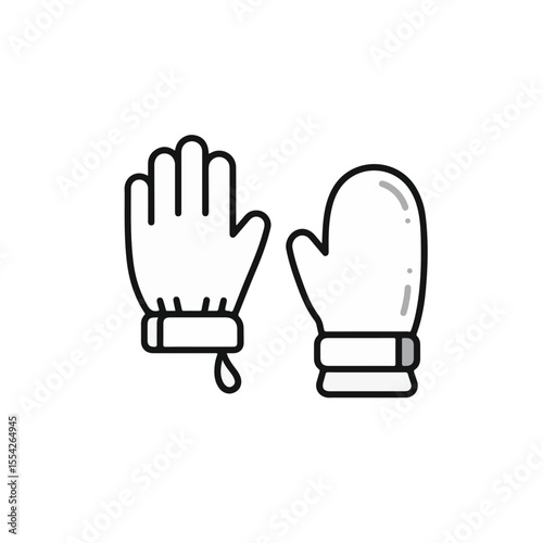 Pair of winter gloves. Showing a glove and a mitten.