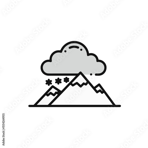 Snowfall over Majestic Mountains Illustration.