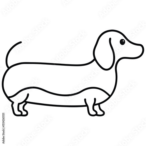 Simple outline drawing of a dachshund dog standing profile view