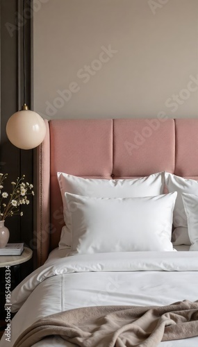 Elegant textured fabric headboard background in soft muted tones, perfect for bedroom design inspiration and mood boards Ideal for interior design websites and blogs , grey, house