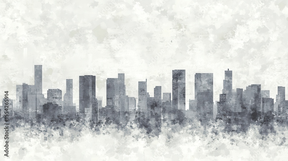 Fototapeta premium Monochrome cityscape skyline illustration.