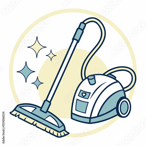 Sparkling clean home with a modern vacuum cleaner illustration