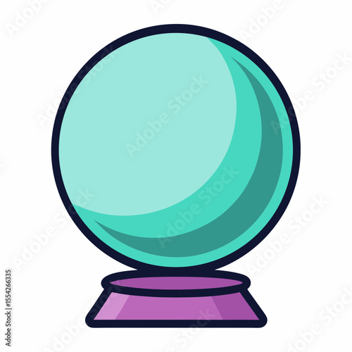 Cartoon crystal ball with a purple stand on a white background