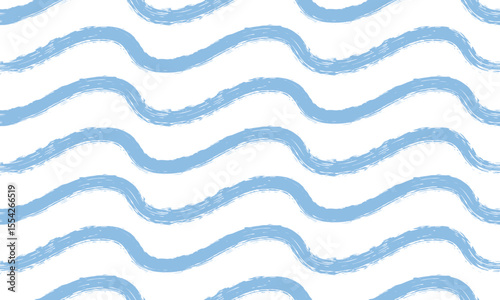 Seamless wave pattern. Wavy grunge brush stroke. Hand drawn water sea  background. 