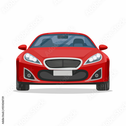 Sleek Red Car: Capturing the essence of modern automotive design, this front-facing shot showcases a vibrant red car with smooth lines and dynamic curves. 