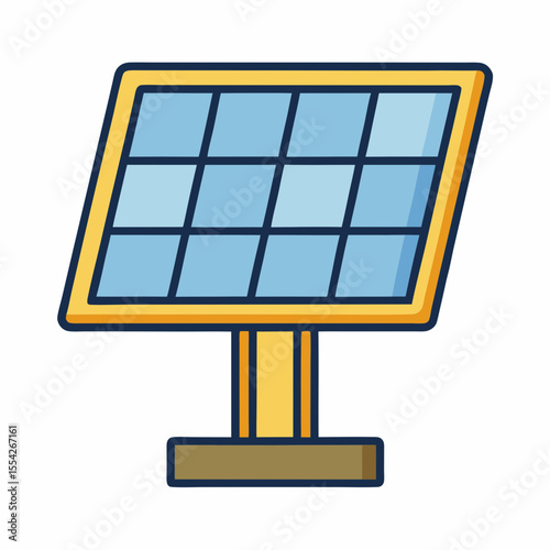 Simple cartoon solar panel icon for renewable energy and sustainability