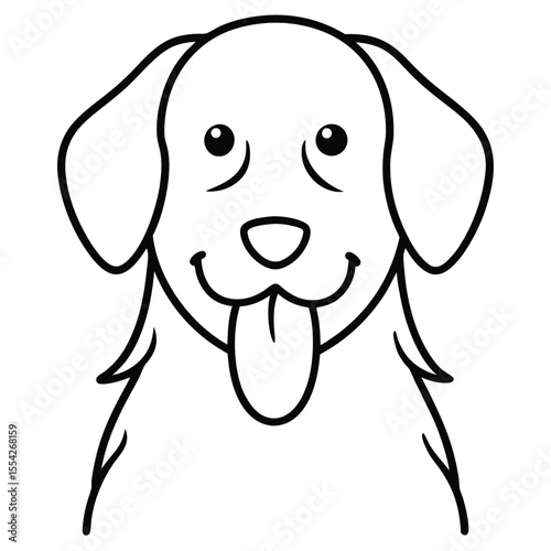 Happy cartoon dog with tongue sticking out and floppy ears
