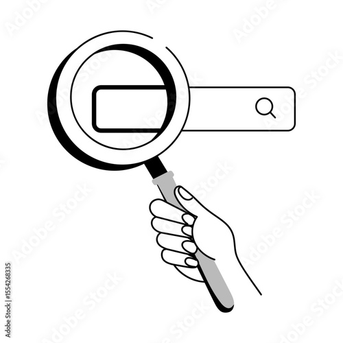 A hand drawn style illustration representing search
