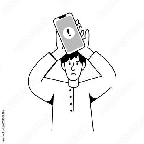 A doodle style illustration of phone error
