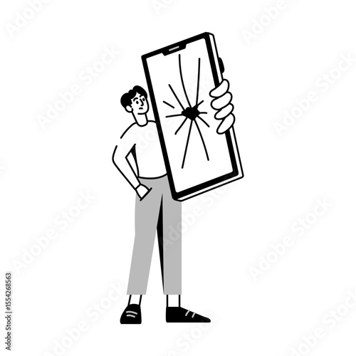 A hand drawn style illustration of broken phone
