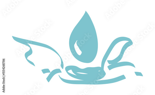 Light Blue Water Drop With Botanical Design Element