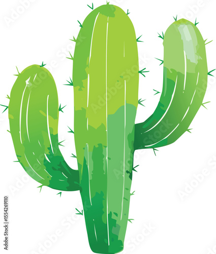 green cactus watercolor isolated