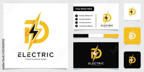 Letter D Electric Logo Concept With Power Icon, Volt Thunder Symbol Vector