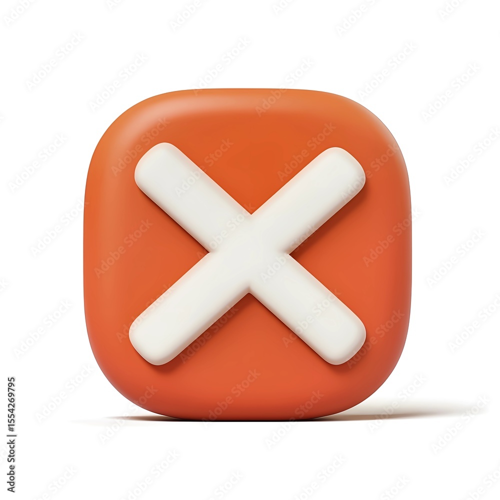 Obraz premium Red Square with White X Symbol