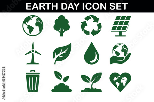 Earth Day Icon Set - Eco Friendly Symbols Collection