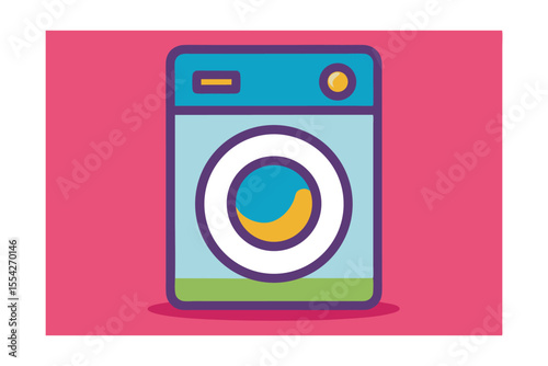 Cartoon Washing Machine with Spinning Drum Design