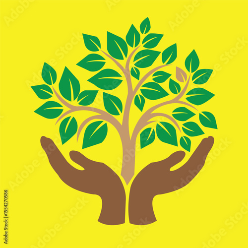 Hands cradling a tree representing environmental protection