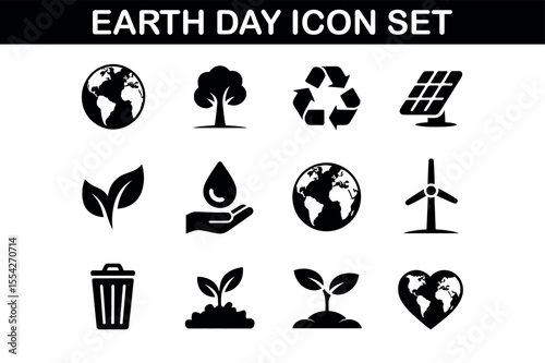 Earth Day Icon Set - Eco Friendly Symbols Collection