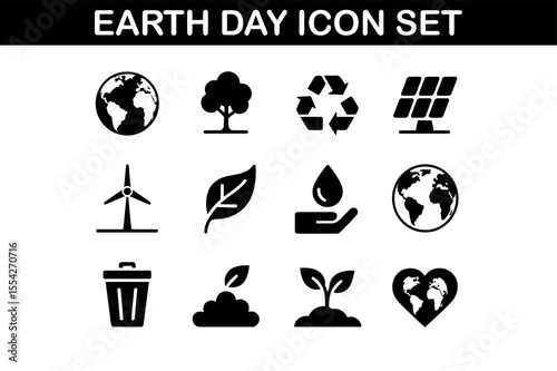 Earth Day Icon Set - Eco Friendly Symbols Collection
