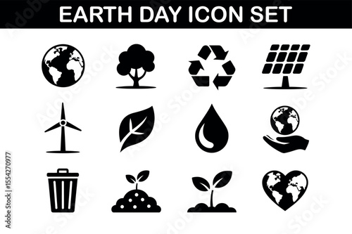 Earth Day Icon Set - Eco Friendly Symbols Collection