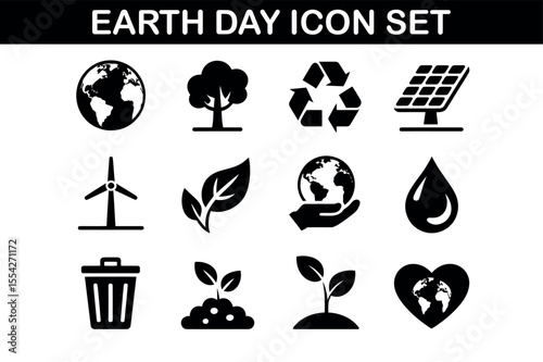 Earth Day Icon Set - Eco Friendly Symbols Collection