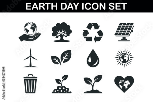 Earth Day Icon Set - Eco Friendly Symbols Collection