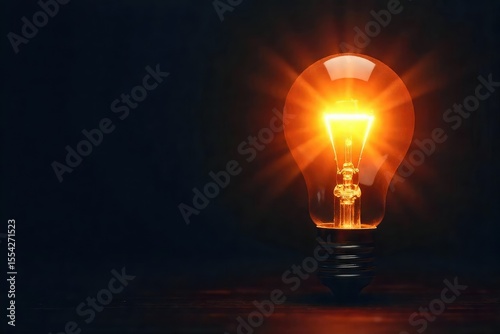A bright light bulb illuminates a dark background, symbolizing inspiration and a brilliant new idea Perfect for concepts of innovation, creativity, and problem-solving , bright idea, eureka