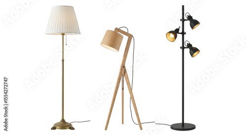 Three modern floor lamps illustration