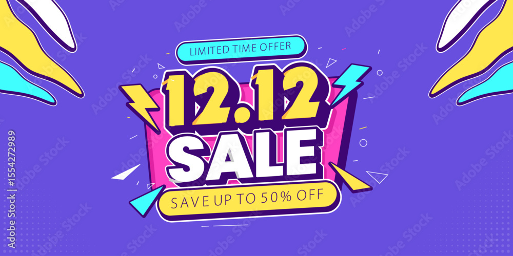 Obraz premium 12.12 super sale promo banner with discount offer. Flash sale banner background. Flash sale special offer banner for social media post or website banner