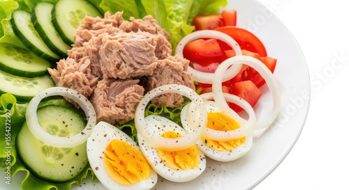 Tuna salad with cucumber and eggs