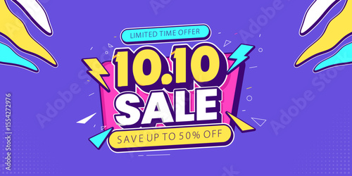 10.10 super sale promo banner with discount offer. Flash sale banner background. Flash sale special offer banner for social media post or website banner