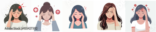vector image woman with a headache flat design white bakcground