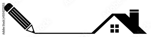 House design vector with pencil drawing a home roof symbol. Ideal for architecture, real estate, construction, home project, creativity, housing, property business, and development illustrations.