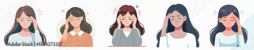 vector image woman with a headache flat design white bakcground