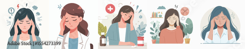 vector image woman with a headache flat design white bakcground