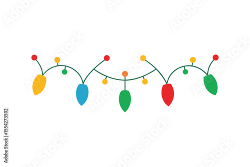 Christmas Light Elements Set in Flat Vector Style