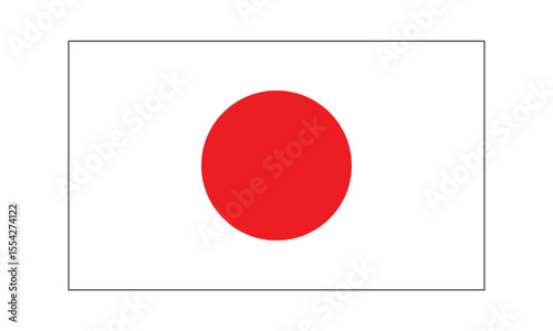 Flag of Japan. Japan flag icon. A rectangular flag. Computer digital vector illustration. Black wireframe.