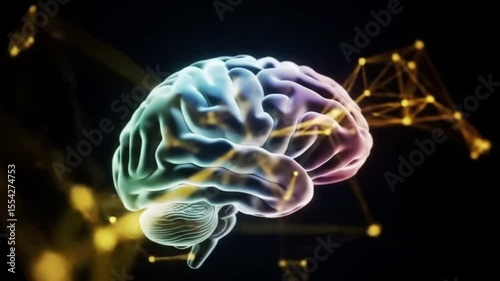 Digital Brain with Glowing Neural Connections Representing AI, Thought, and Innovation