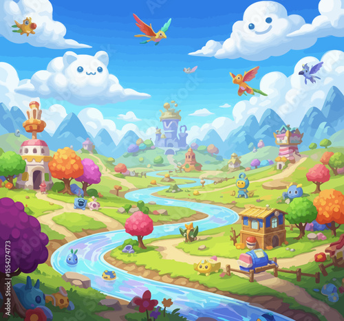 cute fantasy cartoon scenery
